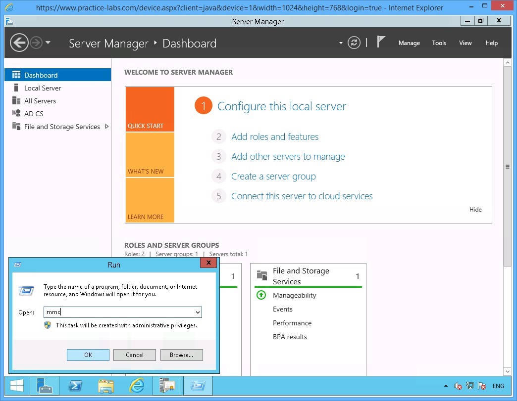 Practice Labs screenshot.